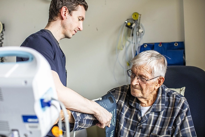 patient receiving a blood pressure test 